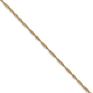 1.4mm, 14k Yellow Gold, Singapore Chain Necklace, 16 Inch